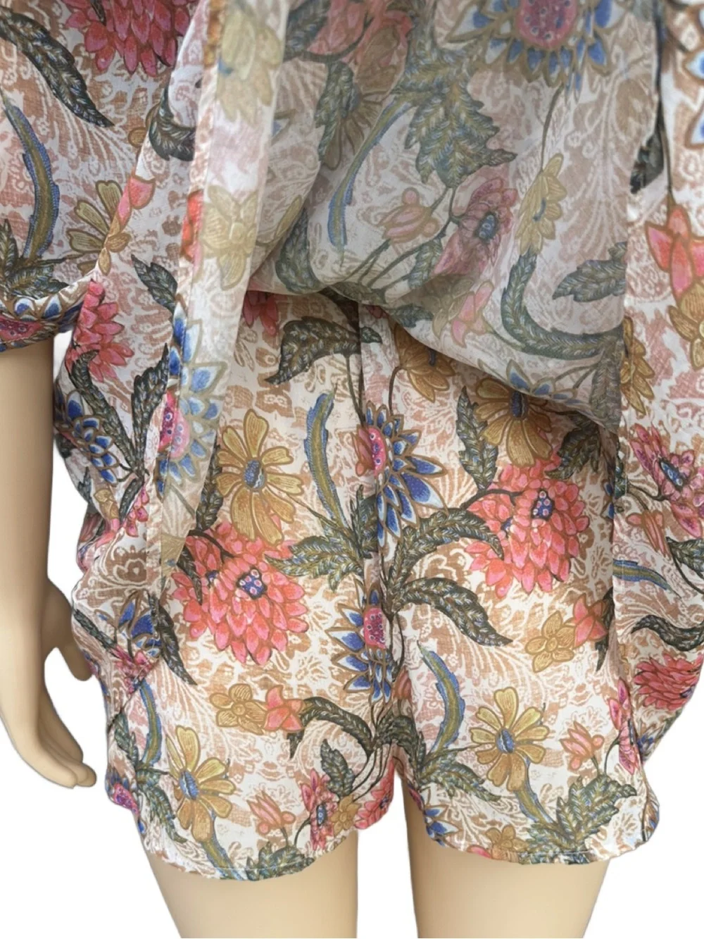 Show Me Your MuMu Women’s Floral Tiered Romper Shorts in Pink, Blue, Brown